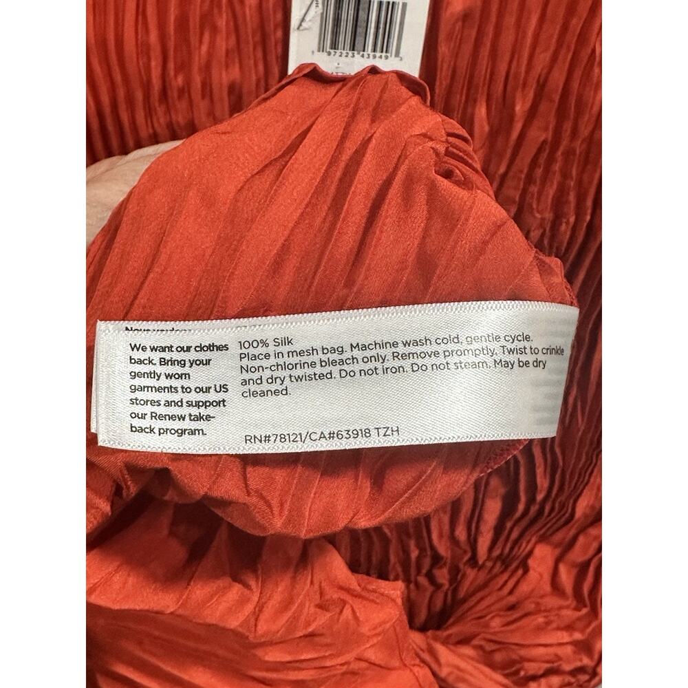 EILEEN FISHER NWT Fall FLAME Orange‎ Crushed Silk Dress Size Small MSRP $378 - Picture 6 of 12